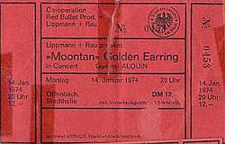 Golden Earring show ticket#453 January 14, 1974 Offenbach (Germany) - Stadthalle